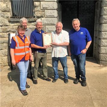 Colin and Chair joined by the Parish Clerk, Keith Gulvin and Duane Ashdown from Slough Fort - Community Award 2019 Presented at Slough Fort